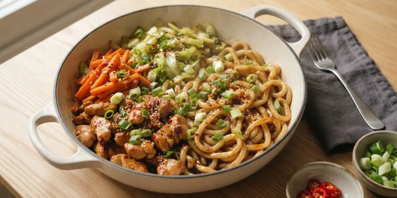 Cheats teriyaki chicken udon stir fry