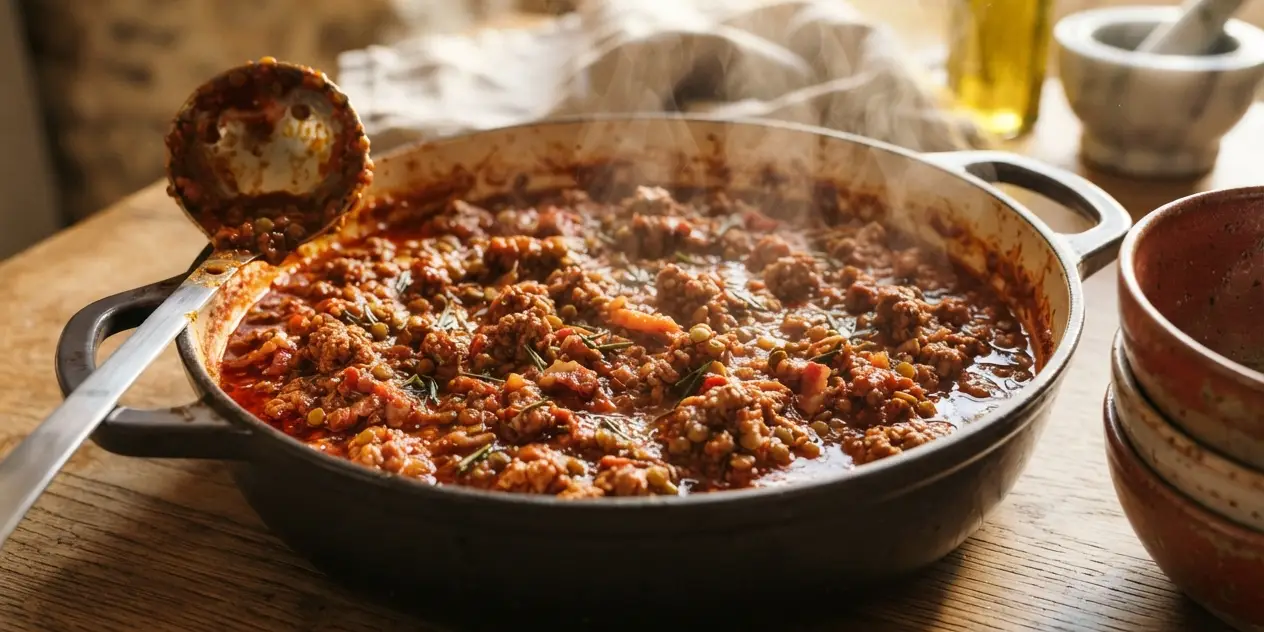 Beef and Lentil Ragu for the Freezer