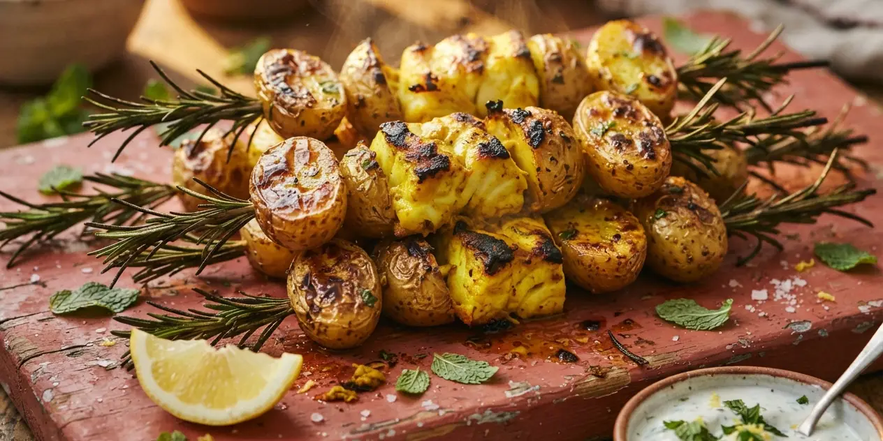 Spiced Fish Skewers with Minted Yoghurt