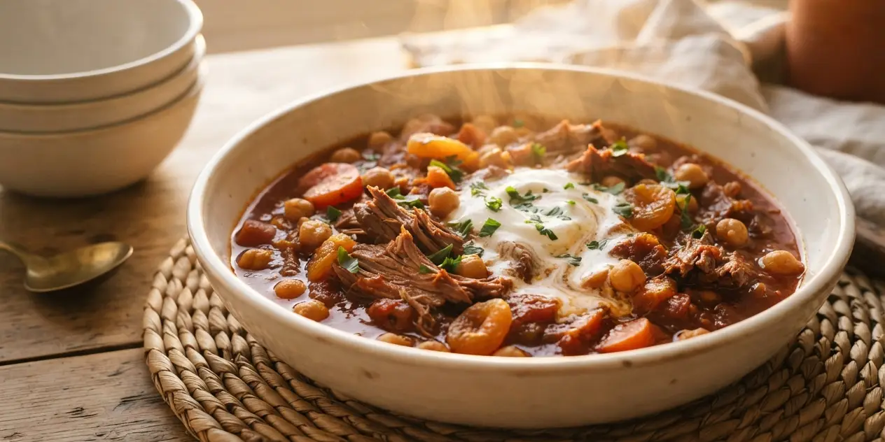 Moroccan Spiced Lamb & Chickpea Stew (Slow Cooker)