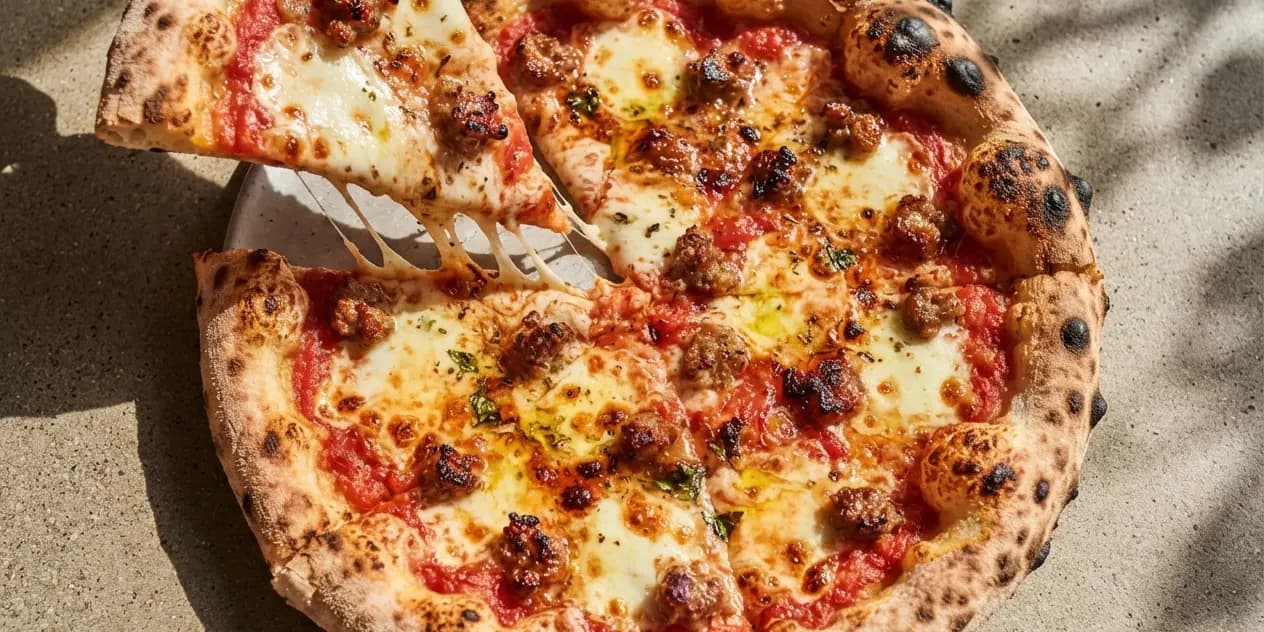Sausage and Mozzarella Pizza from Scratch