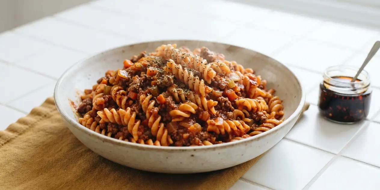 One-Pot Beef Bolognese with Spiral Pasta