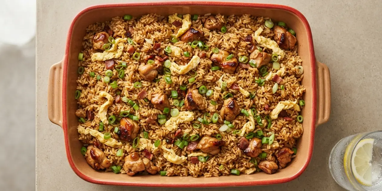 Soy Chicken Fried Rice Bake (One Pot)