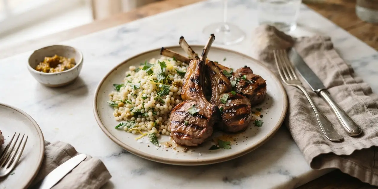 Ginger and Honey Lamb Racks with Lemon Couscous