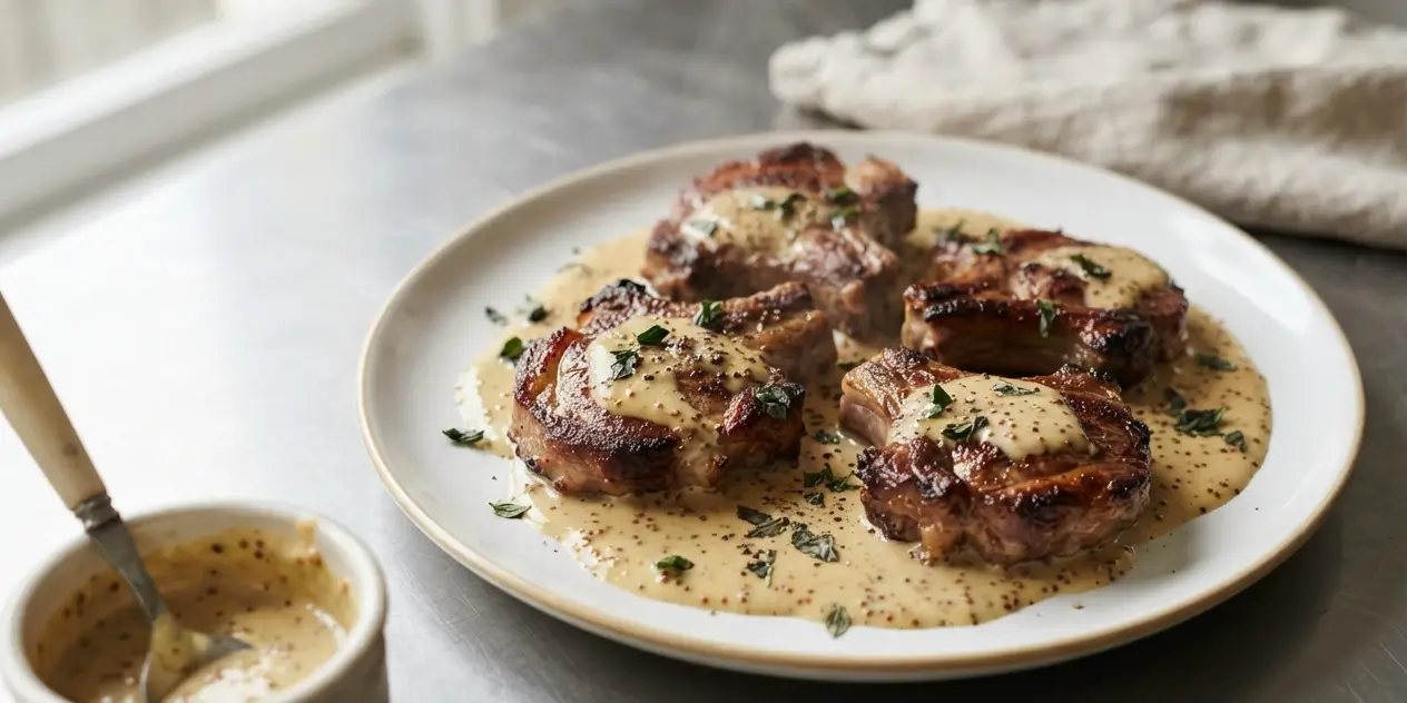 Creamy garlic lamb chops